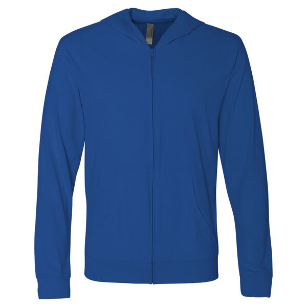 Unisex Sueded Long Sleeve Hooded Full Zip T-Shirt Thumbnail